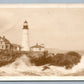PORTLAND HEAD ME LIGHTHOUSE ANTIQUE REAL PHOTO POSTCARD RPPC