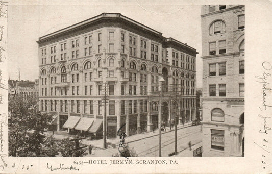 SCRANTON PA HOTEL JERMYN 1905 UNDIVIDED ANTIQUE POSTCARD