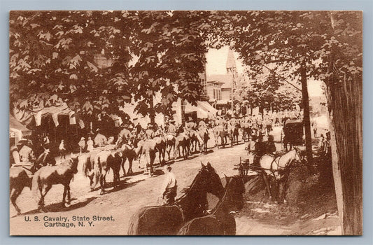 CARTHAGE NY US CAVALRY STATE STREET ANTIQUE POSTCARD