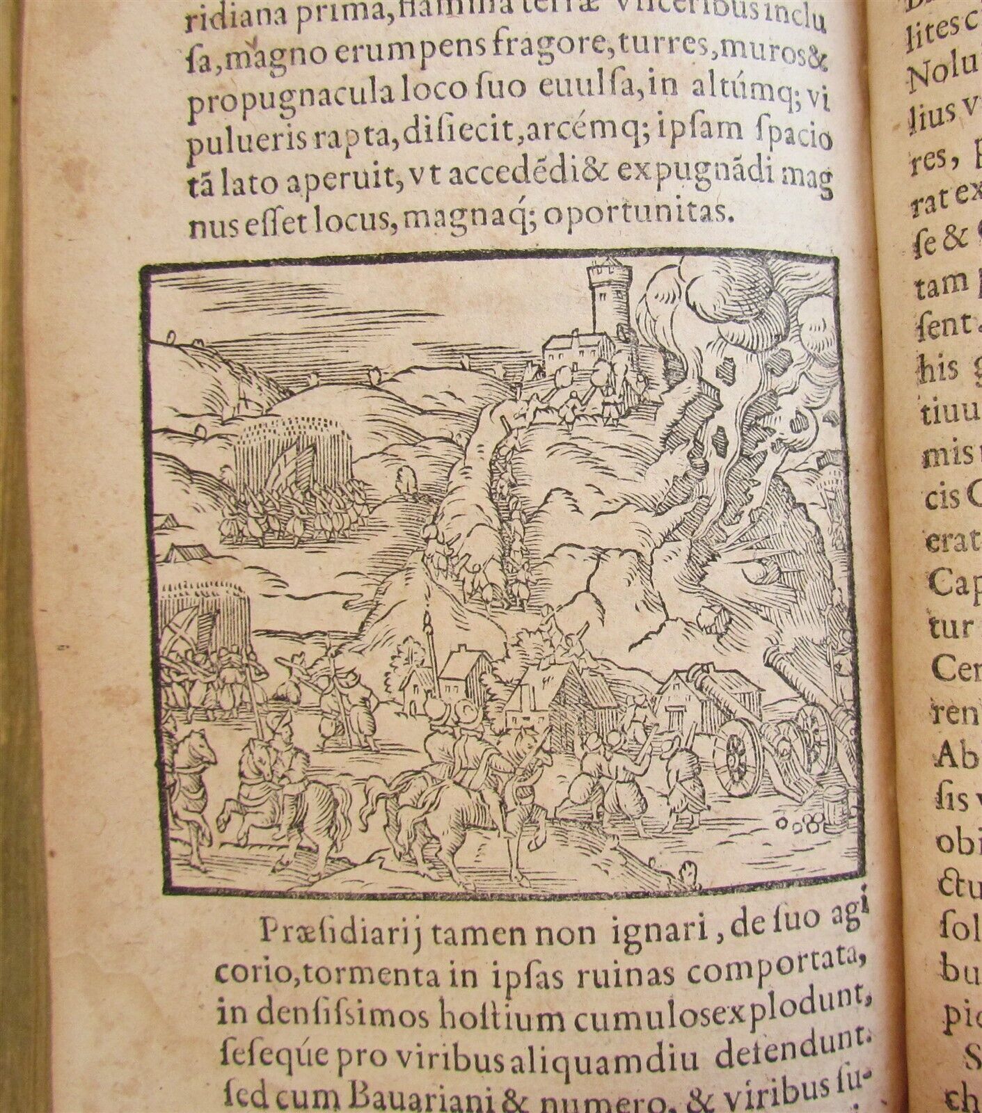 1584 DE BELLO COLONIENSI antique ILLUSTRATED W/ BATTLE SCENES vellum binding