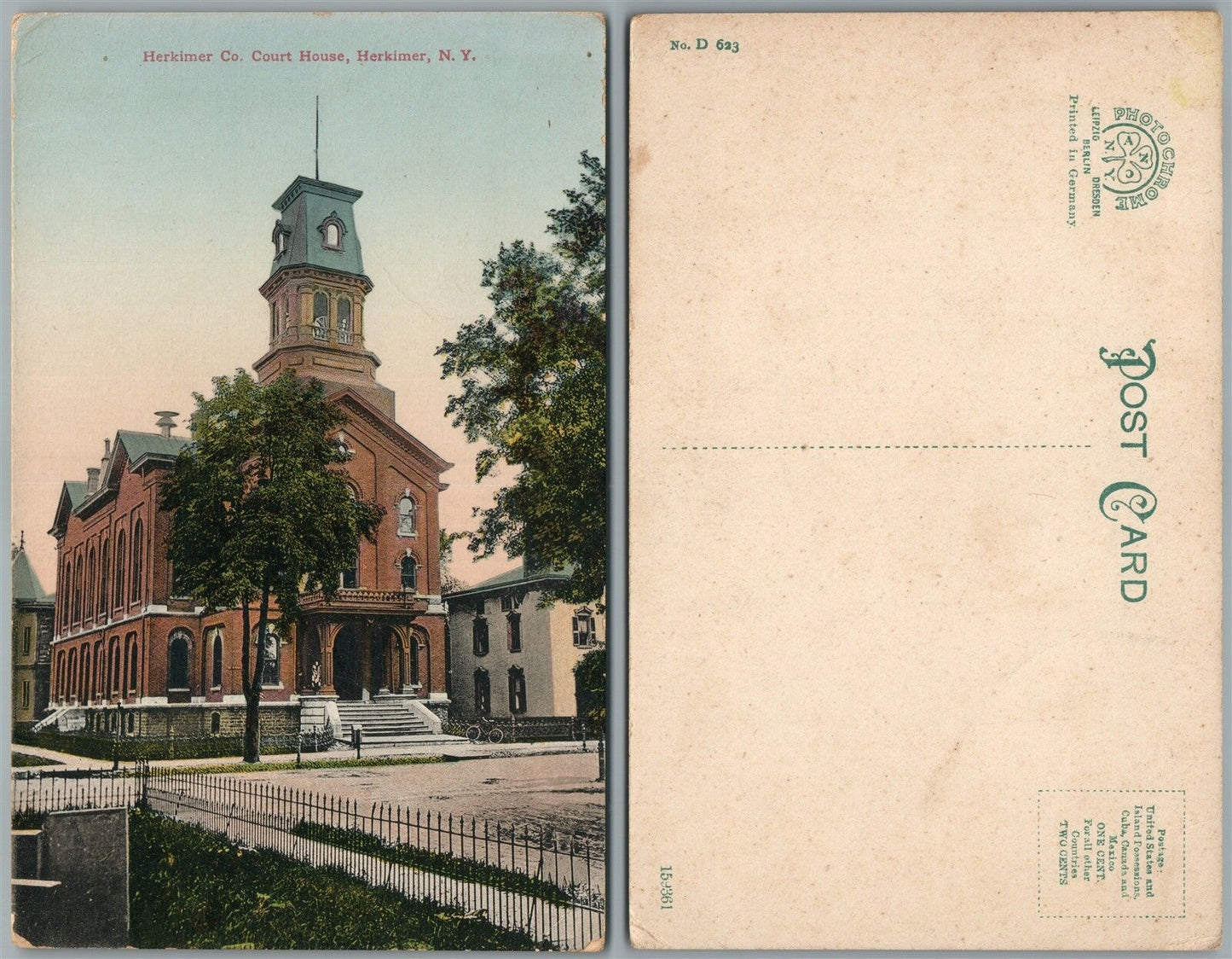HERKIMER N.Y. COURT HOUSE ANTIQUE POSTCARD