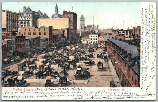 NEWARK NJ MARKET SQUARE ANTIQUE POSTCARD
