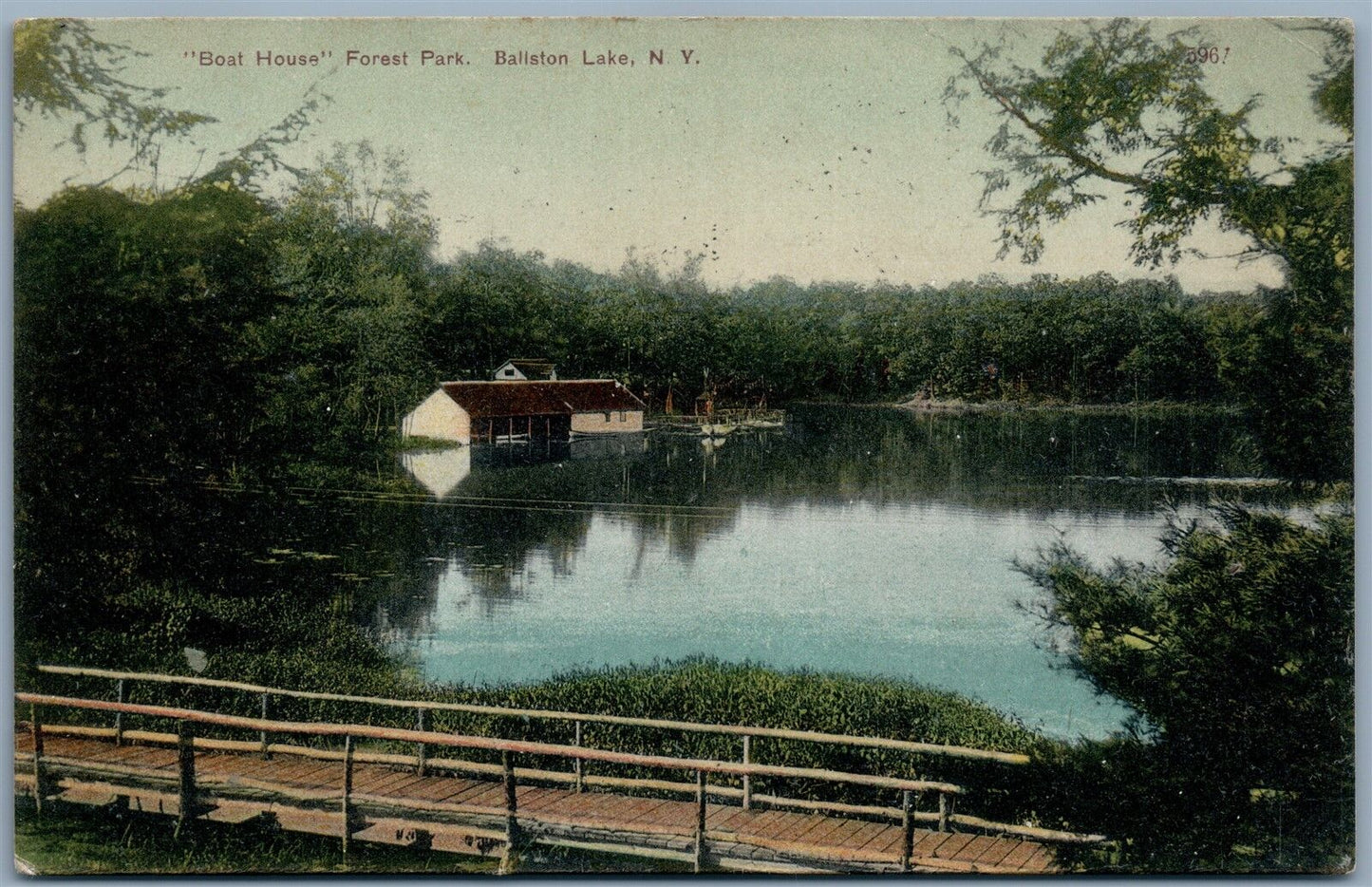 BALLSTON LAKE NY FOREST PARK BOART HOUSE 1907 ANTIQUE POSTCARD