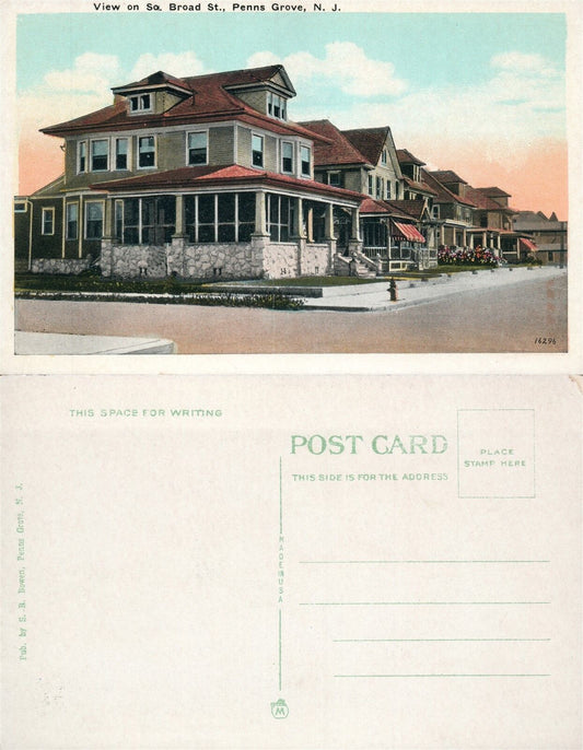 PENNS GROVE N.J. S.BROAD STREET ANTIQUE POSTCARD