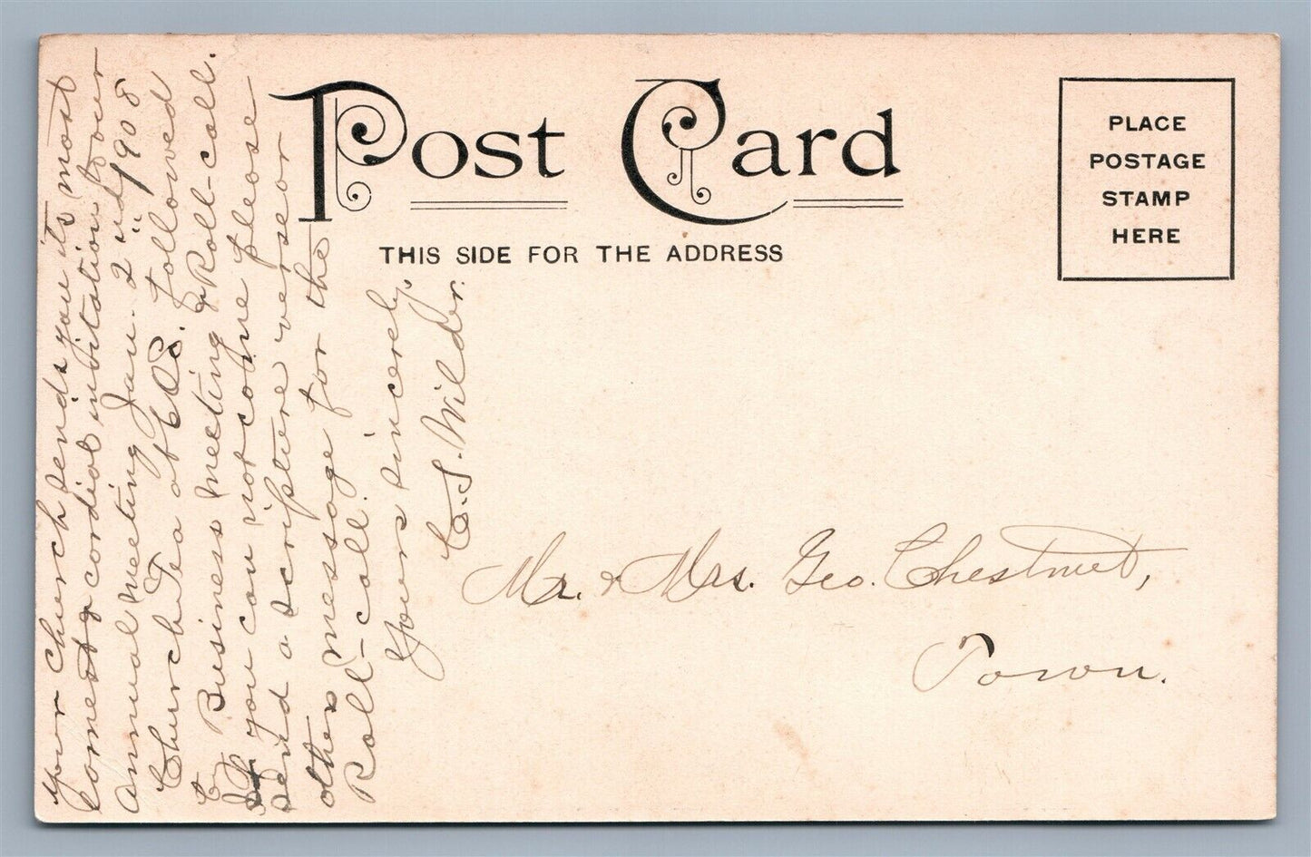 EAST LONGMEADOW MA CONGREGATIONAL CHURCH ANTIQUE POSTCARD