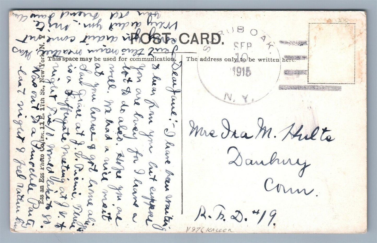 SHRUB OAK NY HENRY RUNGE RESIDENCE ANTIQUE POSTCARD