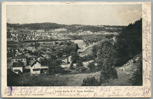 LITTLE FALLS NY FROM ROLLWAY ANTIQUE POSTCARD