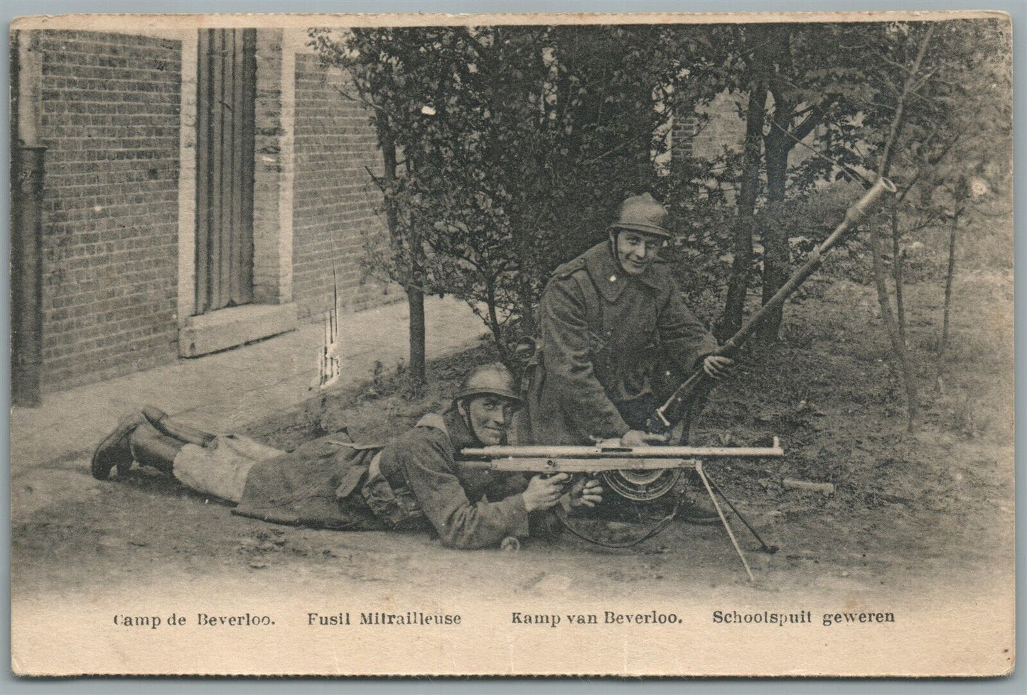 CAMP DE BEVERLOO MACHINE GUN WWI ERA ANTIQUE POSTCARD