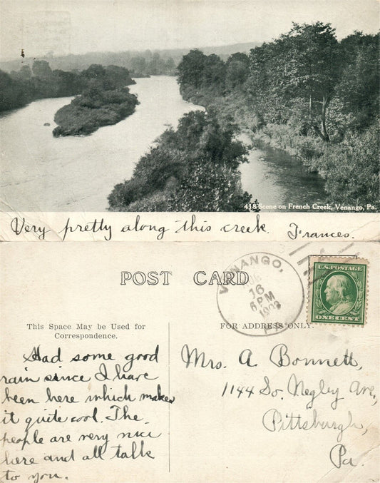 WENANGO PA FRENCH CREEK 1908 ANTIQUE POSTCARD