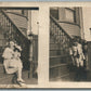 LITTLE GIRL w/ DOLL on the HOUSE PORCH ANTIQUE REAL PHOTO POSTCARD RPPC