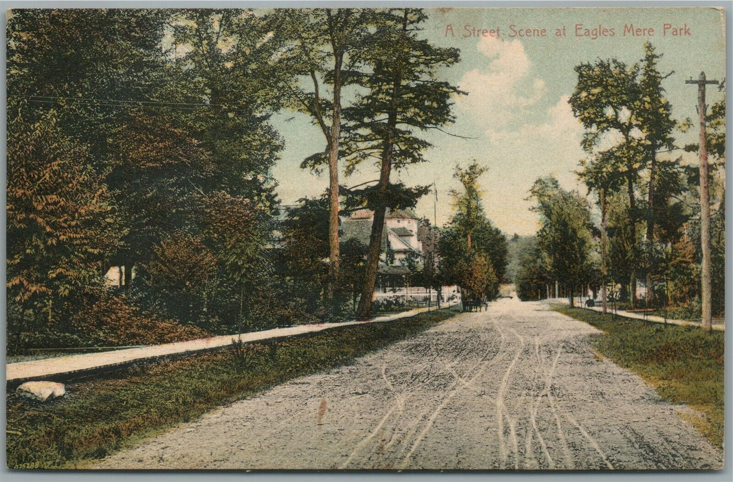 EAGLES MERE PARK PA STREET SCENE ANTIQUE POSTCARD