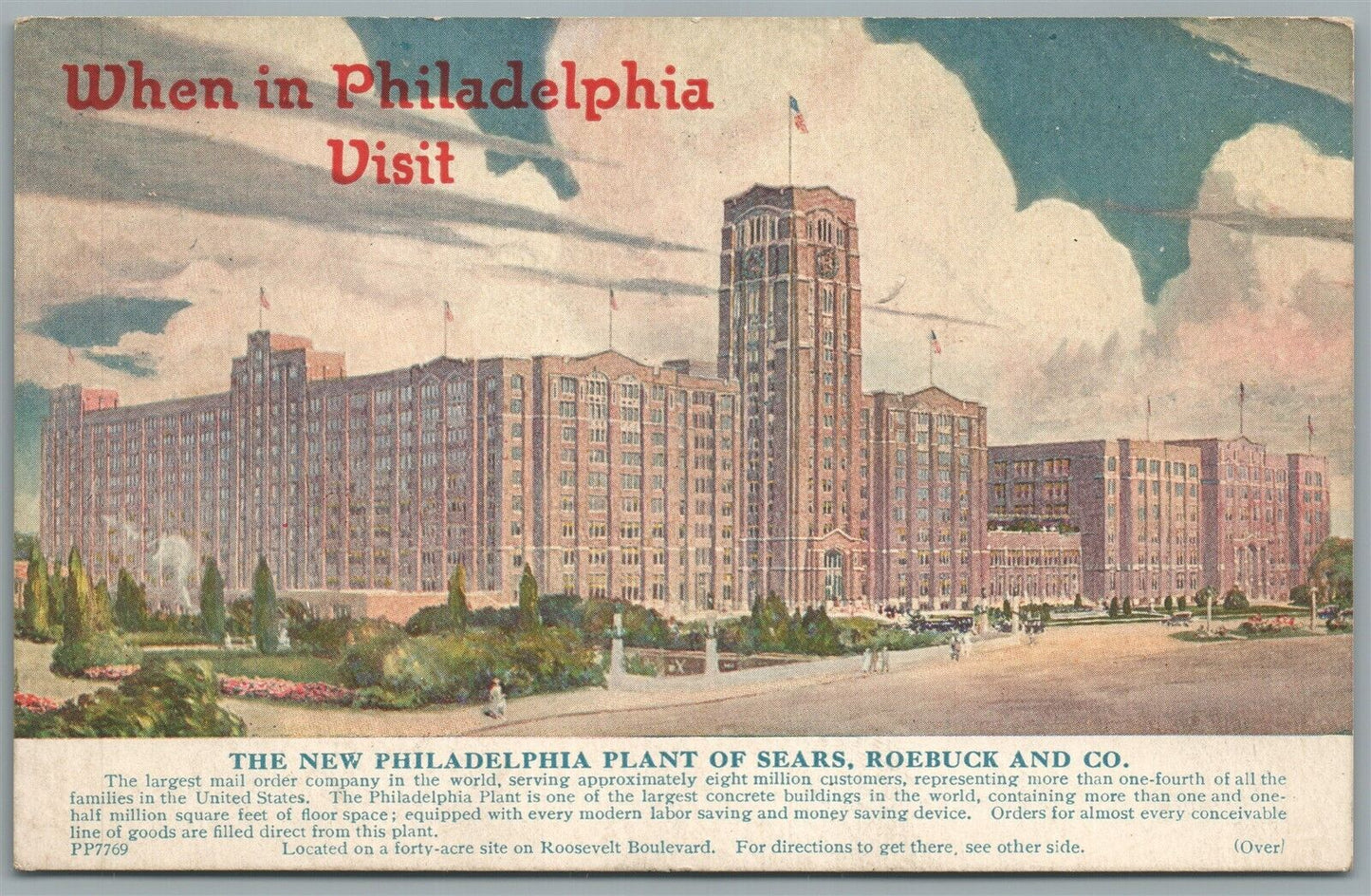 PHILADELPHIA PA PLANT OF SEARS ROEBUCK & CO. ANTIQUE POSTCARD