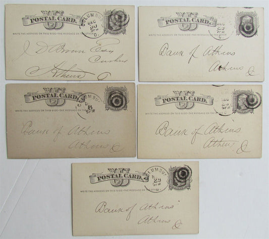 1876 LOT of 5 COMMERCIAL BANK of COLUMBUS OHIO ANTIQUE STATEMENT CARDS POSTCARDS