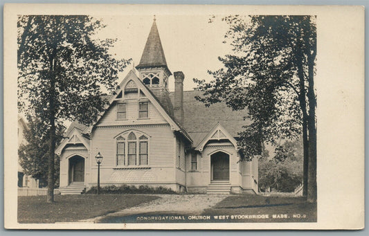 WEST STOCKBRIDGE MA CONGREGATIONAL CHURCH ANTIQUE REAL PHOTO POSTCARD RPPC