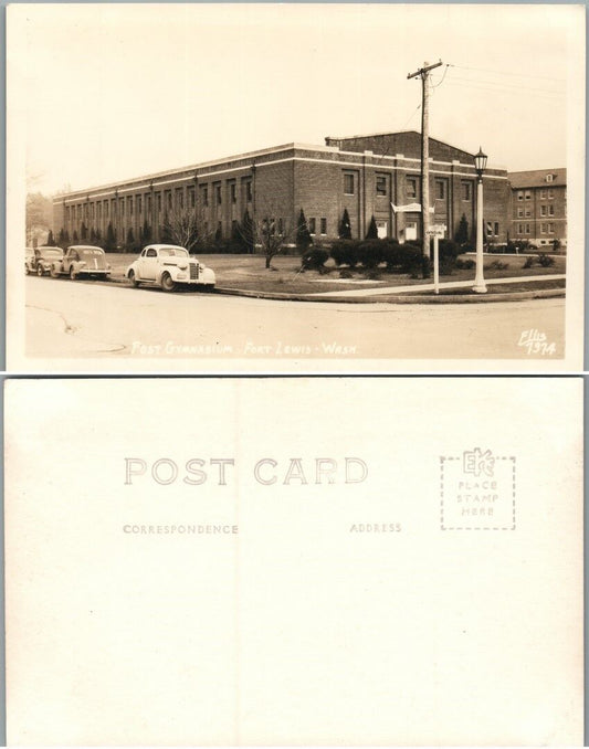 POST CYMNASIUM FORT LEWIS WASHINGTON VINTAGE RPPC REAL PHOTO POSTCARD