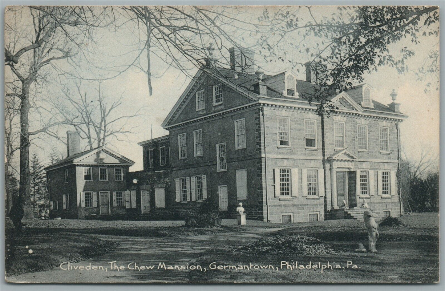 PHILADELPHIA PA GERMANTOWN CHEW MANSION CLIVEDEN ANTIQUE POSTCARD