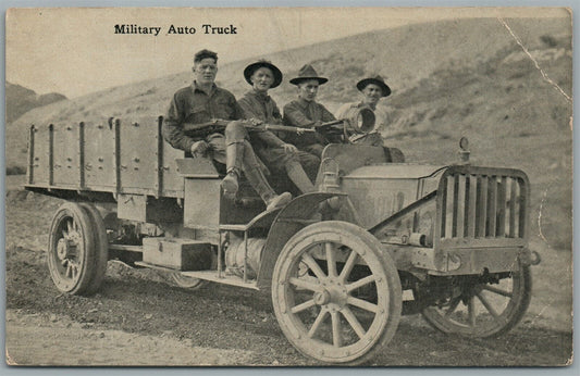 MILITARY AUTO TRUCK ANTIQUE POSTCARD