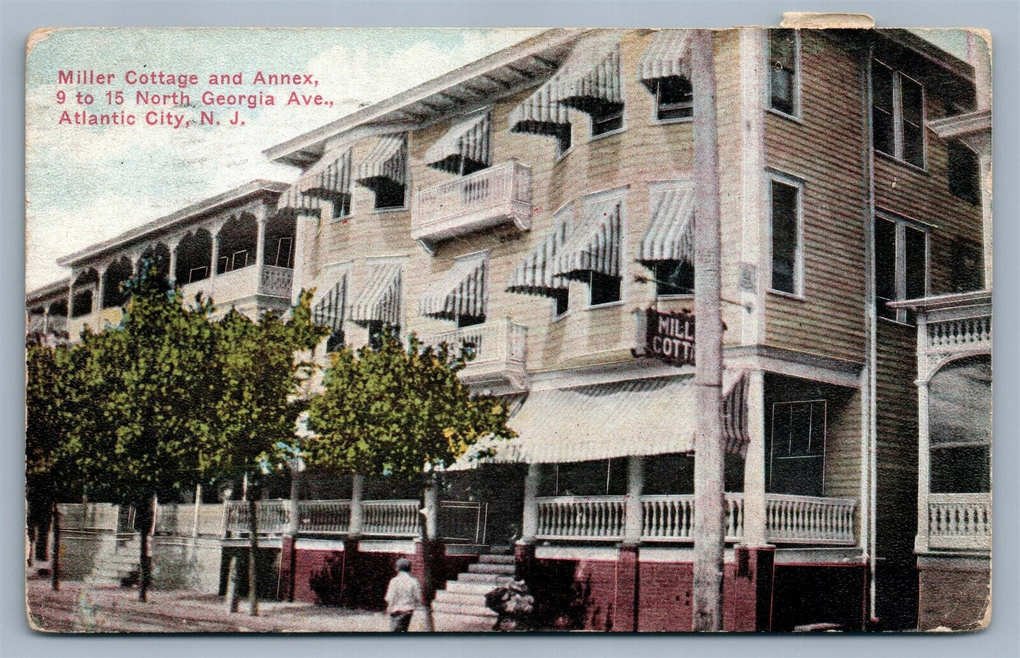 ATLANTIC CITY NJ MILLER COTTAGE & ANNEX ANTIQUE POSTCARD