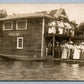 WOODLAND BOAT HOUSE ANTIQUE REAL PHOTO POSTCARD RPPC