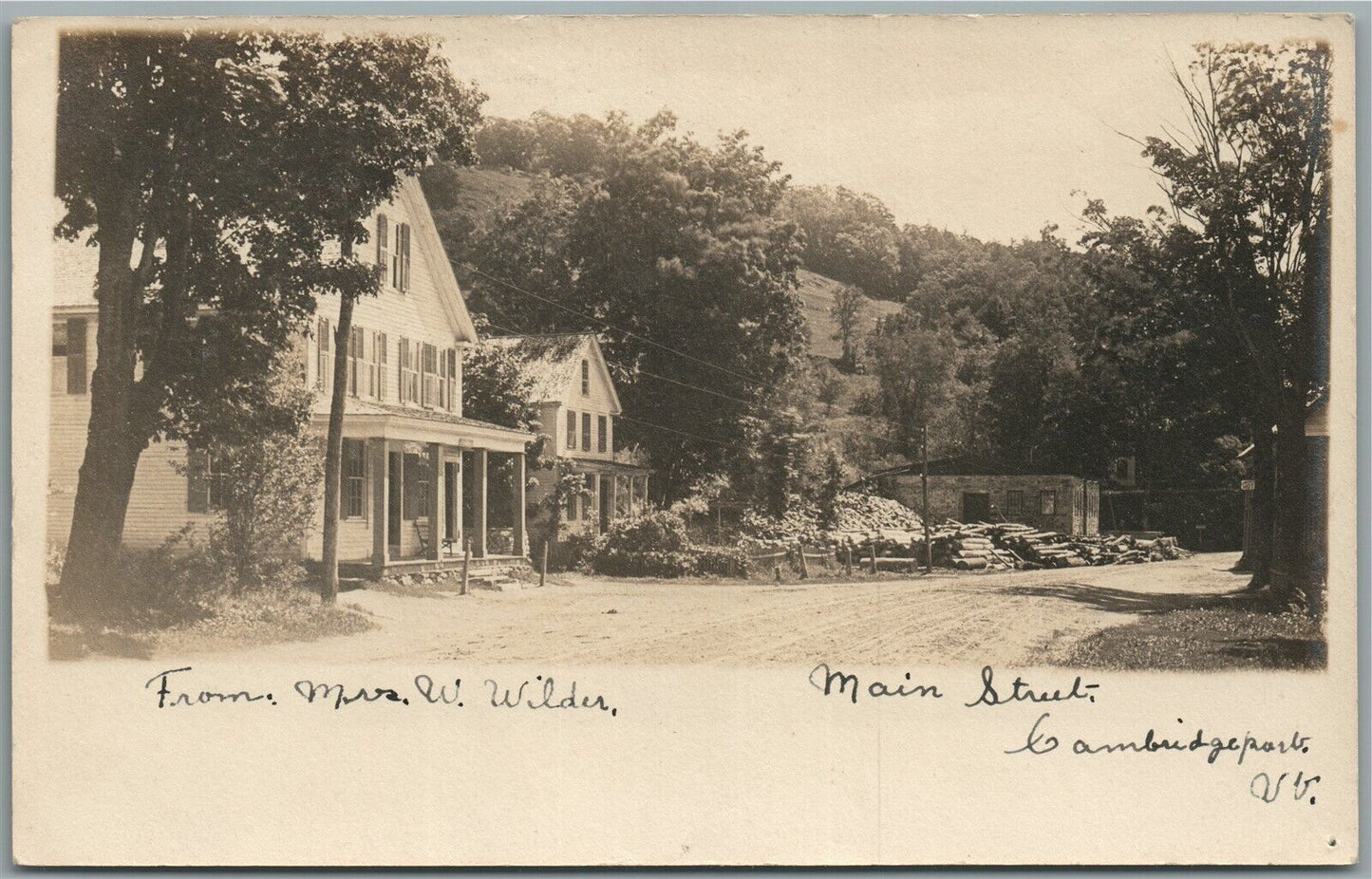 CAMBRIDGE PORT VT MAIN STREET ANTIQUE REAL PHOTO POSTCARD RPPC