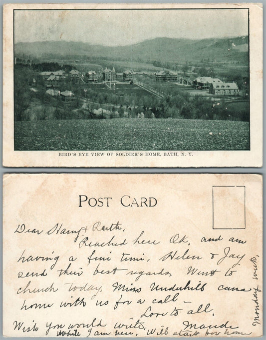 BATH N.Y. SOLDIER'S HOME UNDIVIDED ANTIQUE POSTCARD