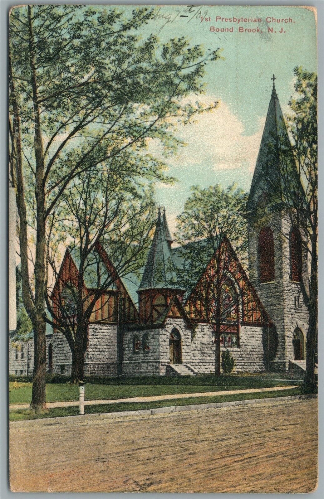 BOUND BROOK NJ FIRST PRESBYTERIAN CHURCH ANTIQUE POSTCARD