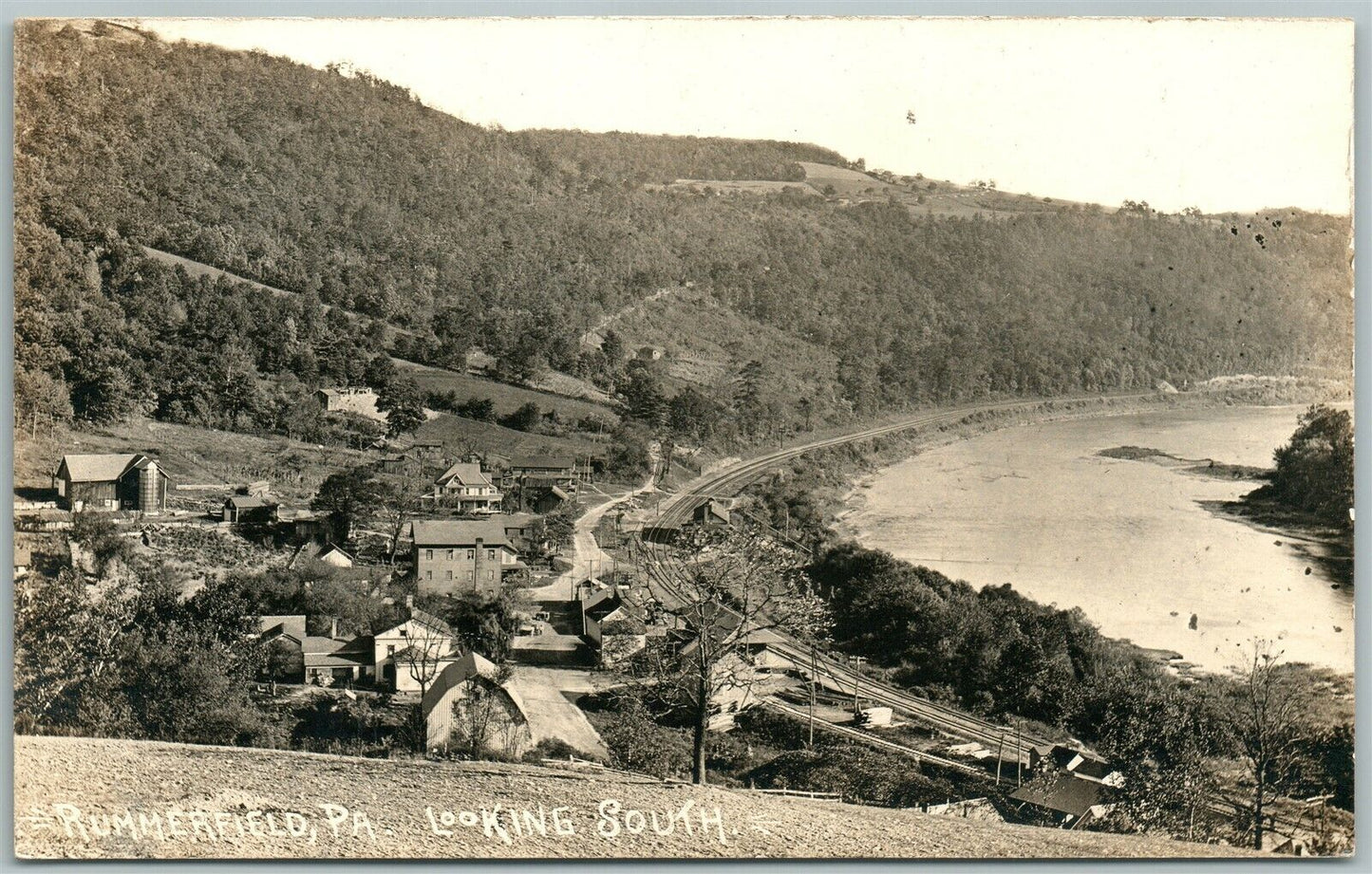 RUMMERFIELD PA LOOKING SOUTH ANTIQUE REAL PHOTO POSTCARD RPPC