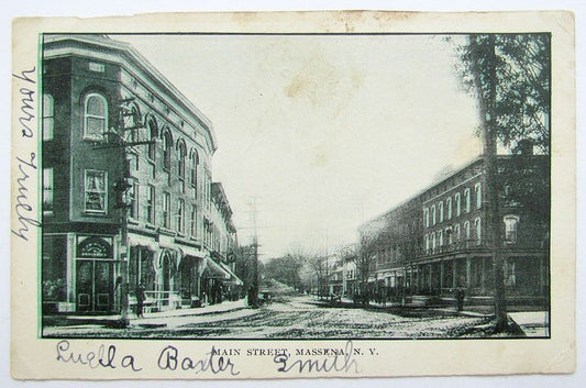 ANTIQUE 1906 UNDIVIDED POSTCARD - MAIN STREET MASSENA N.Y.