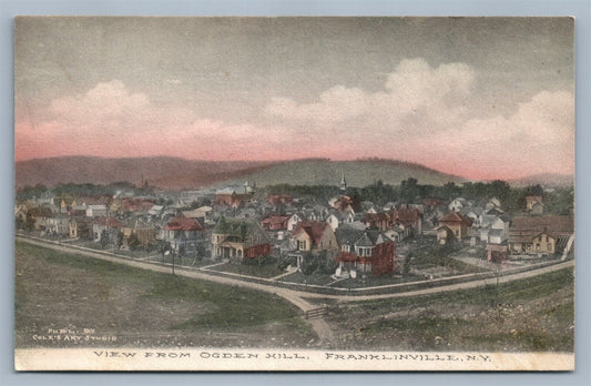 FRANKLINVILLE NY VIEW FROM OGDEN HILL ANTIQUE POSTCARD