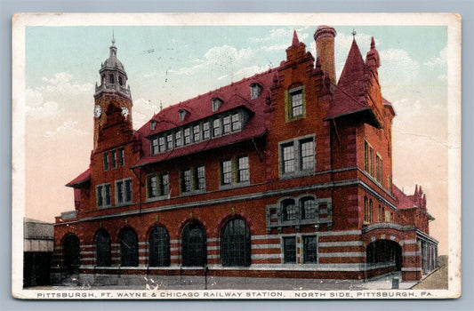 PITTSBURGH PA RAILWAY STATION ANTIQUE POSTCARD railroad depot