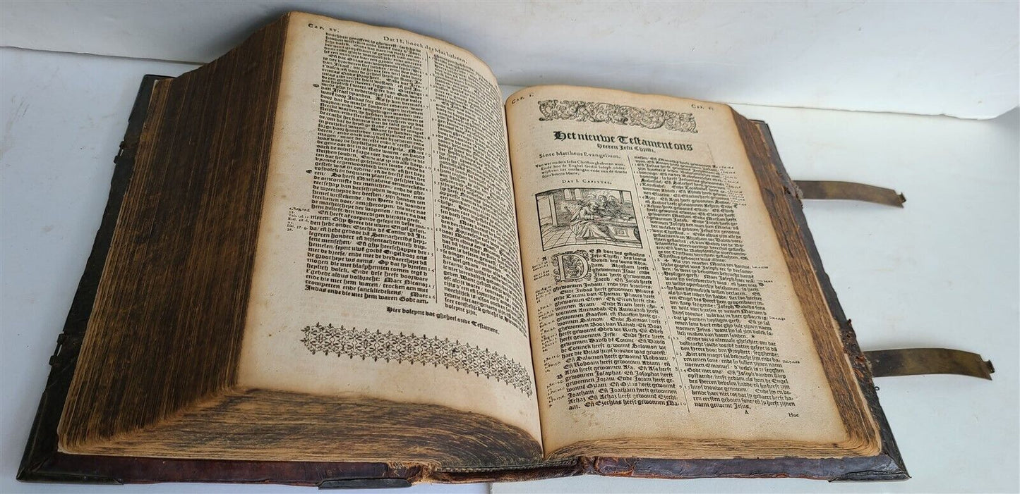 1599 BIBLE in DUTCH MOERENTORF BIBLIA SACRA FOLIO ILLUSTRATED antique 16th CENT.