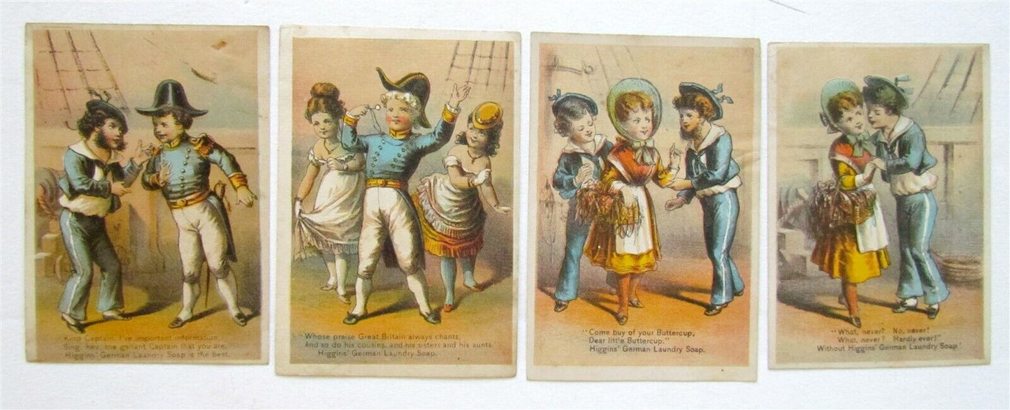 BRITISH NAVY w/ GIRLS 4 ANTIQUE VICTORIAN TRADE CARDS