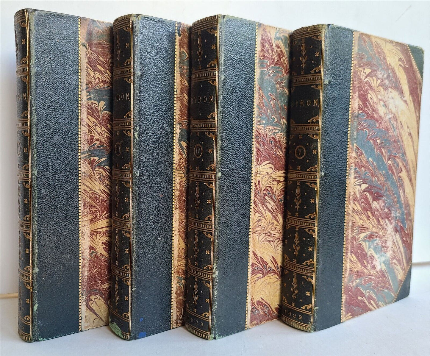 1829 WORKS of LORD BYRON 4 volumes ANTIQUE POETRY in ENGLISH