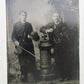 2 MEN w HATS & WALKING STICK LARGE ANTIUQE TIN TYPE PHOTO tintype