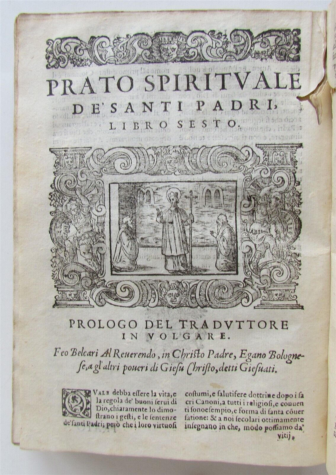 1597 ILLUSTRATED Le Vite de' Santi Padri Insieme Col Prato antique vellum RARE