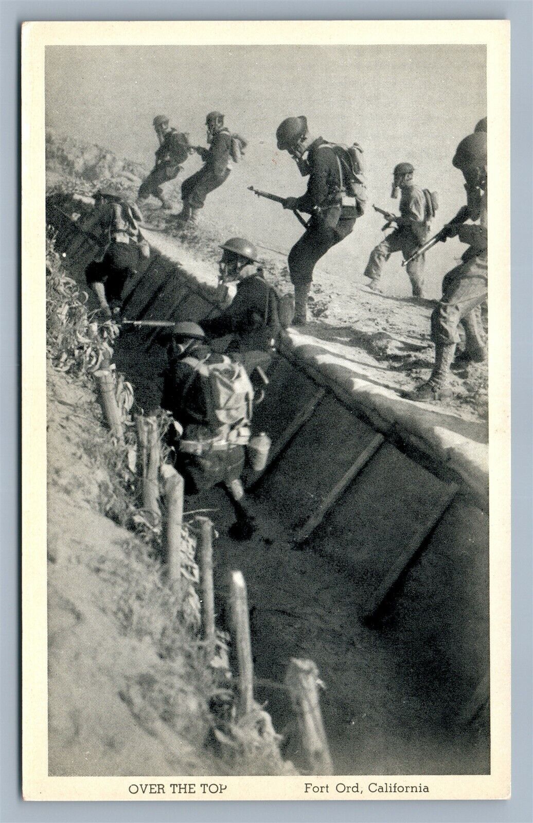 GAS ATTACK FORT ORD CA over the top VINTAGE POSTCARD