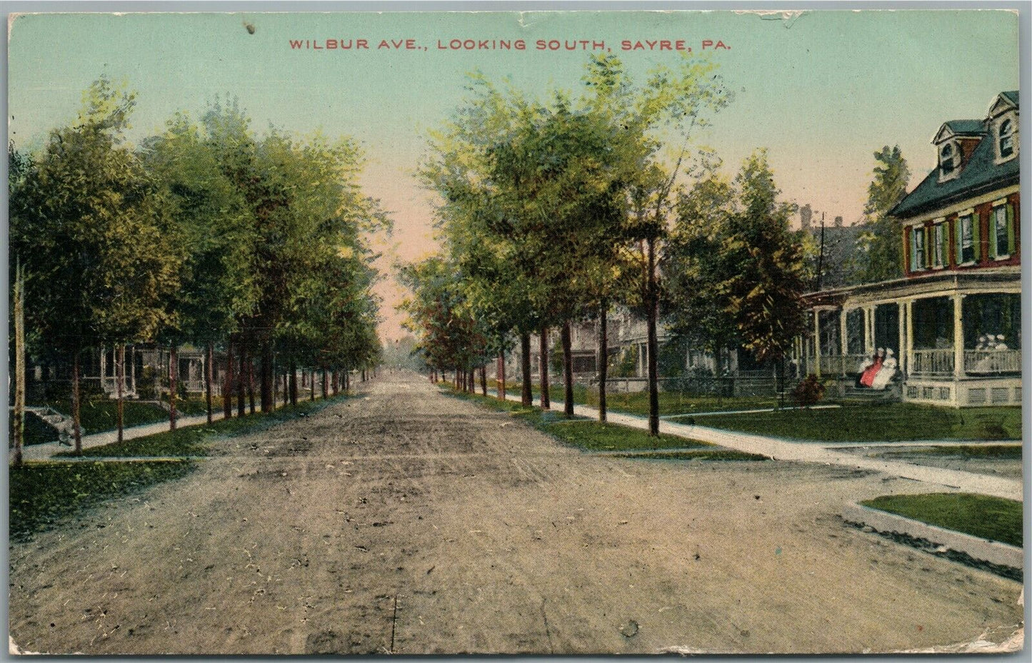 SAYRE PA WILBUR AVE. ANTIQUE POSTCARD