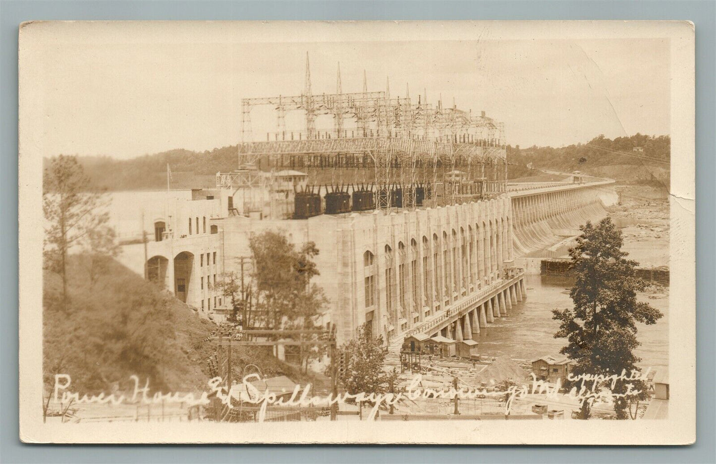 CONOWINGO MD HYDRO ELECTRIC DEVELOPMENT ANTIQUE REAL PHOTO POSTCARD RPPC