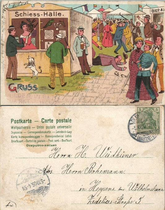 GERMANY BEER DRINKERS ANTIQUE POSTCARD