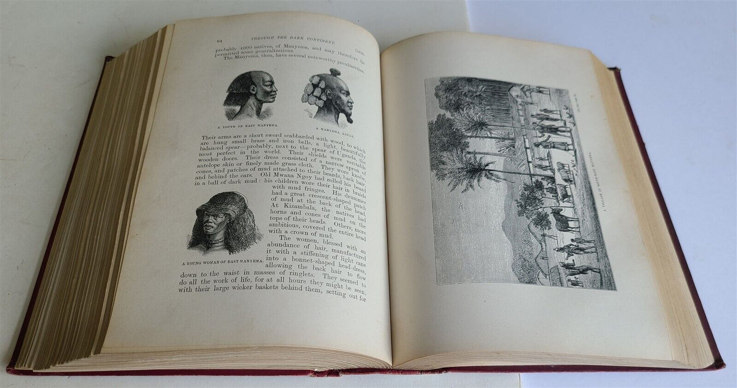 1899 THROUGH the DARK CONTINENT H. STANLEY antique illustrated Africa travel V.I