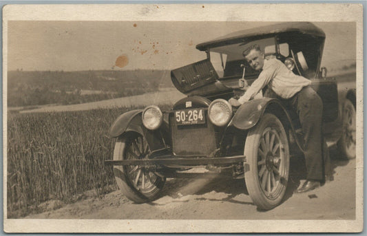 VINTAGE CAR REPAIR PA LICENSE PLATE 1920 ANTIQUE REAL PHOTO POSTCARD RPPC