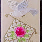 ANTIQUE EMBOSSED POSTCARD w/ DOVE BEST WISHES GREETING CARD