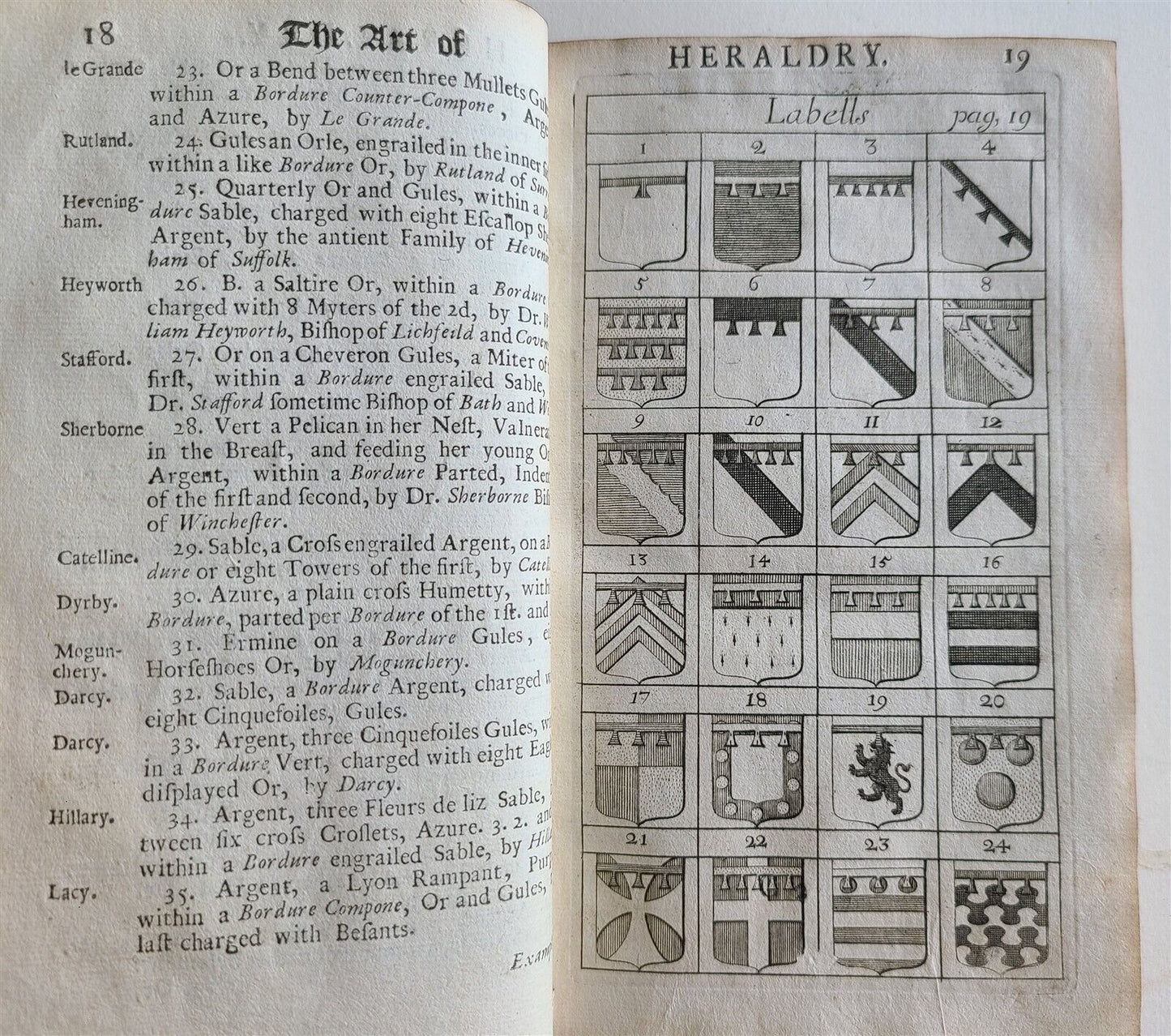 1730 ART of HERALDRY antique in ENGLISH illustrated