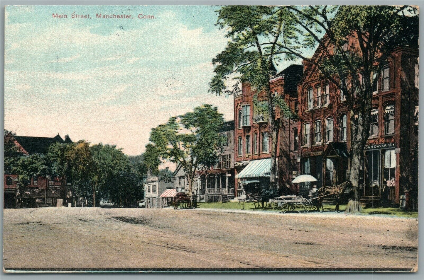 MANCHESTER CT MAIN STREET ANTIQUE POSTCARD