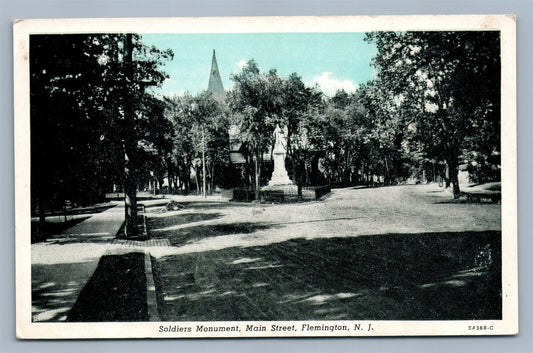 FLEMINGTON NJ SOLDIER'S MONUMENT MAIN STREET ANTIQUE POSTCARD
