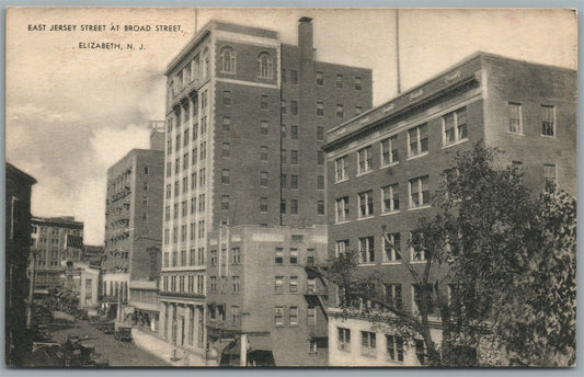 ELIZABETH NJ EAST JERSEY STREET AT BROAD VINTAGE POSTCARD