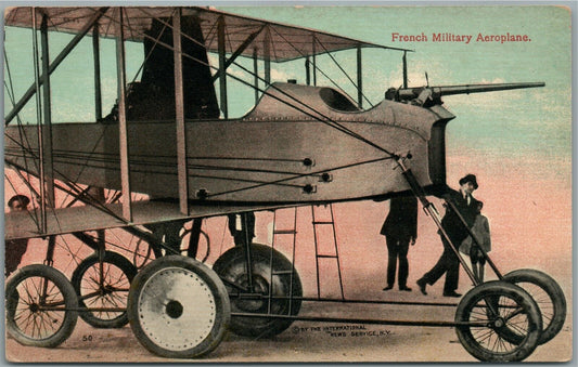 FRENCH MILITARY AEROPLANE ANTIQUE POSTCARD