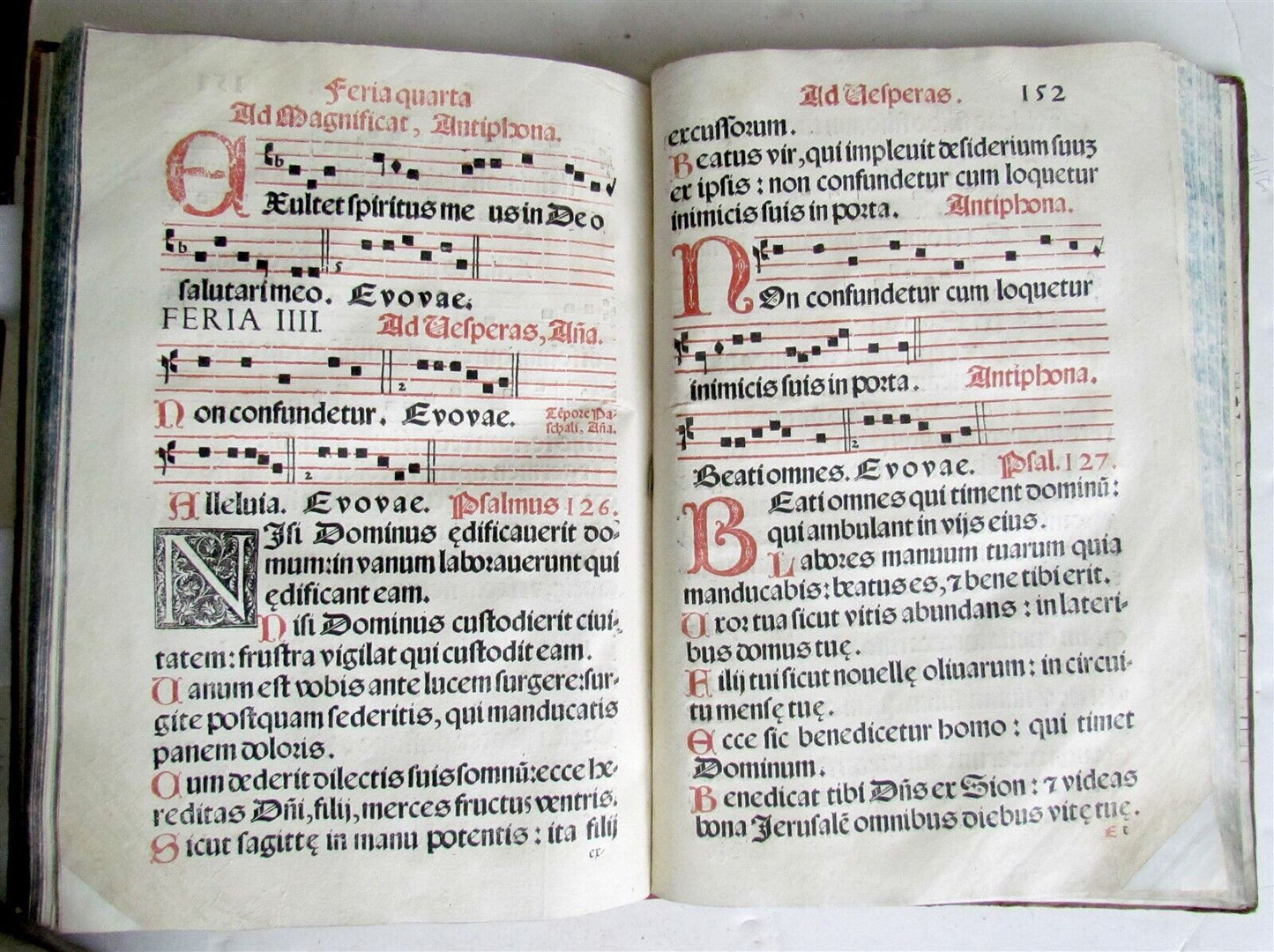 1621 PSALTERIUM ROMANUM antique MISSAL ANTIPHONAL FOLIO 11x6" w/ musical notes