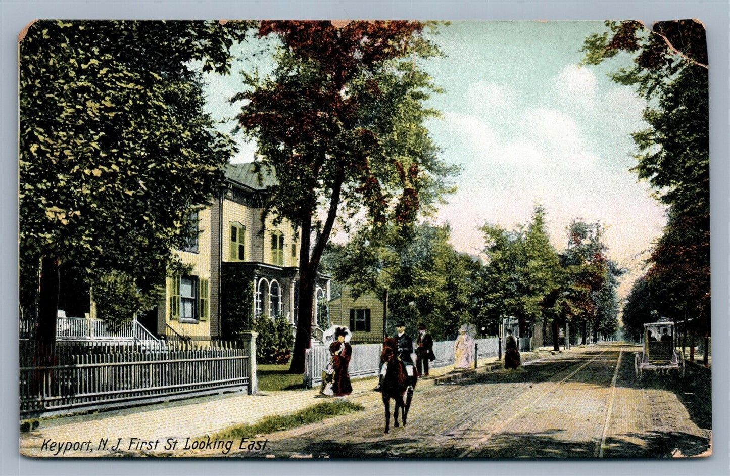 KEYPORT NJ FIRST STREET ANTIQUE POSTCARD