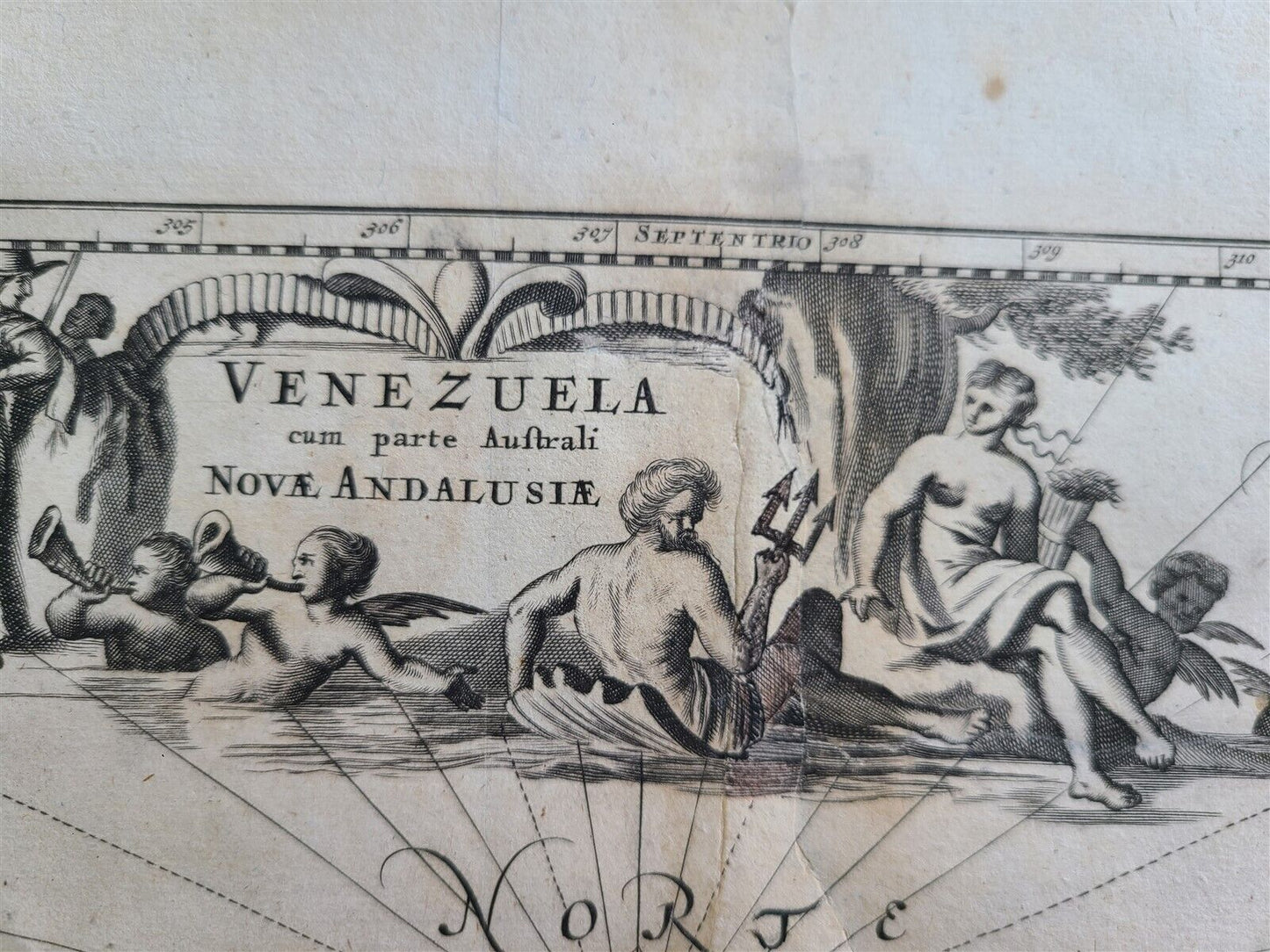 1671 MAP VENEZUELA CUM PARTE AUSTRALI NOUAE ANDALUSIAE antique 15x18" 17th CENT.